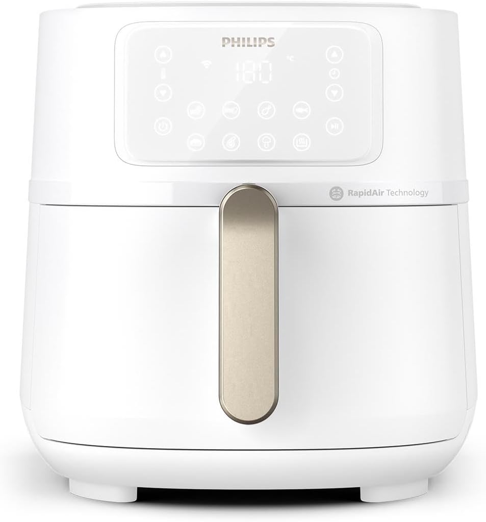 Philips Frytkownica beztłuszczowa, air fryer, HD9285/00 – 7,2 l, 1,4 kg, 16 W, Biały – Wi-Fi, funkcja grilla, Ovi XXL z serii 5000