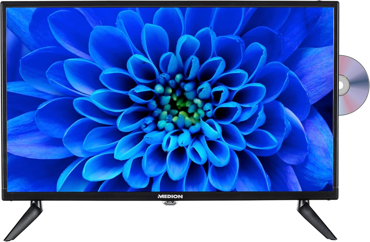 MEDION Telewizor Smart TV, E12475 – 24 cali, 12 V, Czarny, telewizor – Smart TV, potrójny tuner DVB- T2, Full HD