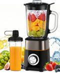 Mikser Hsweeth – 5 l, 1000 W, Srebrny, stal nierdzewna – blender kielichowy, przenośny, Butelka przenośna bez BPA- 600 ml