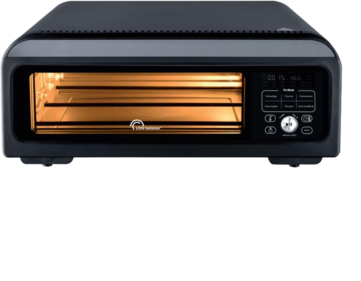 Mini piekarnik LITTLE BALANCE – 2000 W, Czarny, 2 w 1, piec do pizzy – Elektryczny do pizzy, Mały BALANCE, 3041 Pizza Revolution