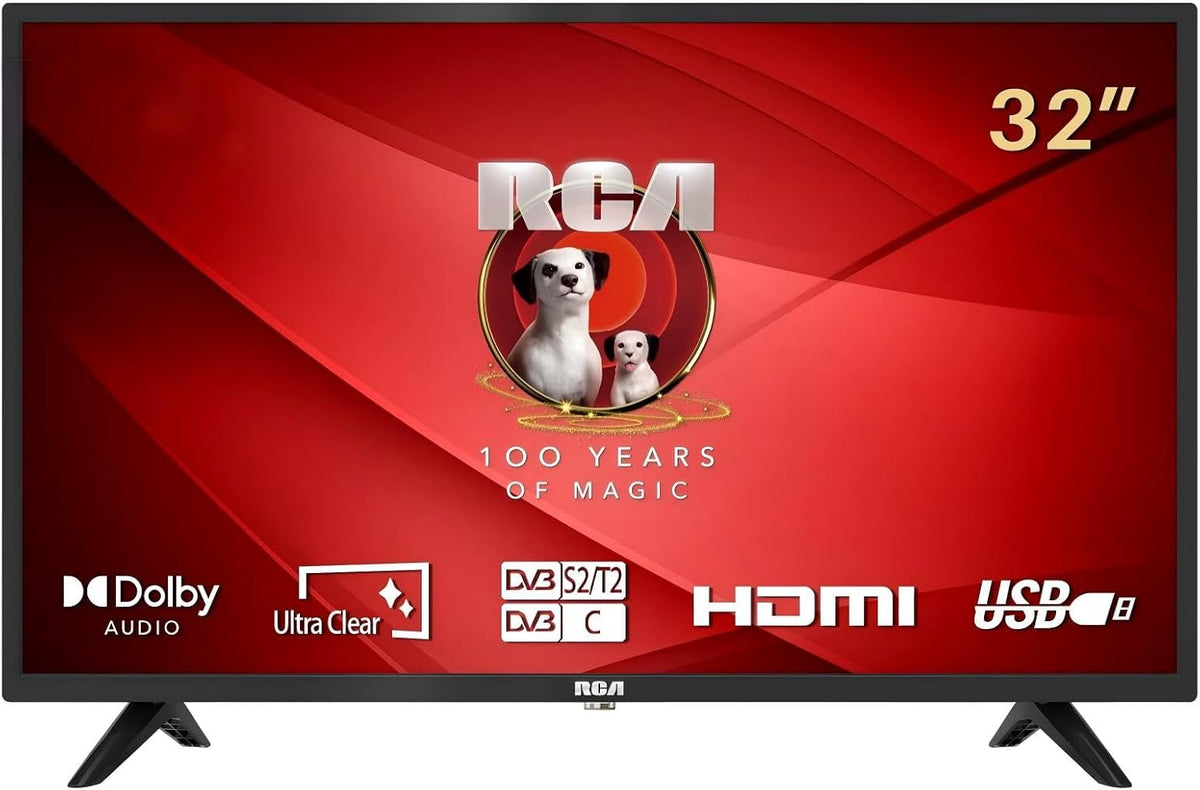 Telewizor Smart TV RCA, RS32F3, 32 cali – 13 l, Czarny, USB, Bluetooth – pilot zdalnego sterowania, Google RS32F3 Smart TV, potrójny tuner DVB- T2