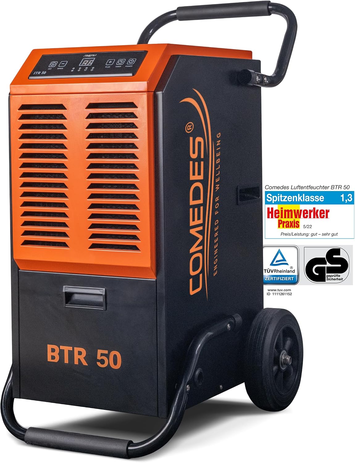 Osuszacz powietrza Comedes, 50 l, 100 m – 240 V, Biały, Suszarka BTR 50 l / 24, 51 h Nadaje się do pomieszczeń i piwnic do 100 m2 / 230 m3 l/24