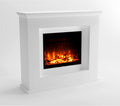 Kominek elektryczny GLOW FIRE, grzejnik elektryczny – 111x101x33 cm, 1500 W, Biały, oświetlenie LED – Wentylator, OGIEŃ, dioda LED 3 kolory