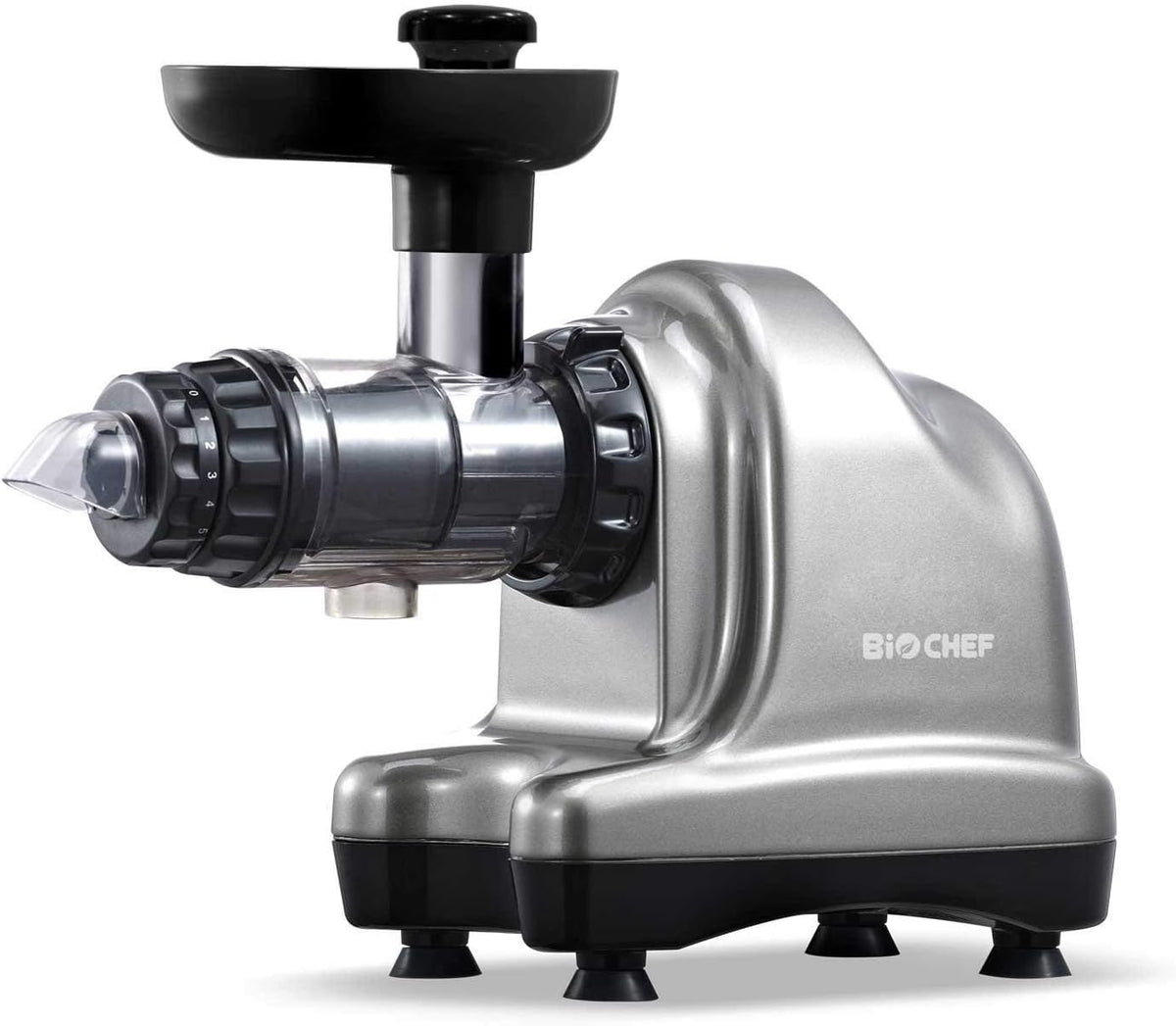 Bio Chef Wyciskarka wolnoobrotowa – 4.5 cm, Szary, Wyciąg z soku, prasy cytrusowe i ekstraktor