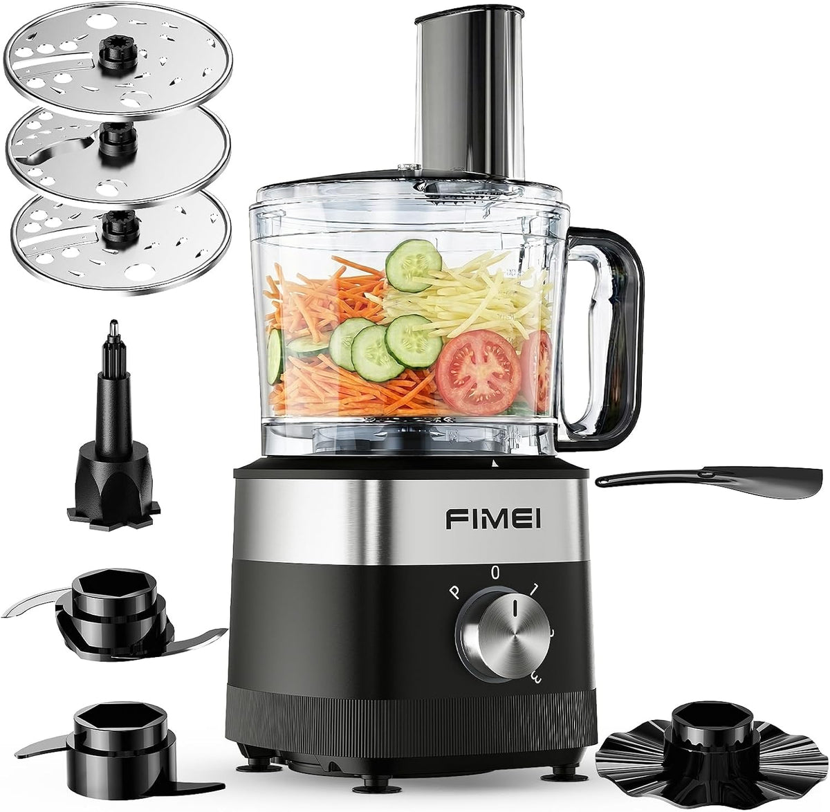 FIMEI Krajalnica, 800 W, 1,5 l – Czarny/Srebrny, składana konstrukcja, zabezpieczenie przed przegrzaniem, Robot kuchenny 800 W