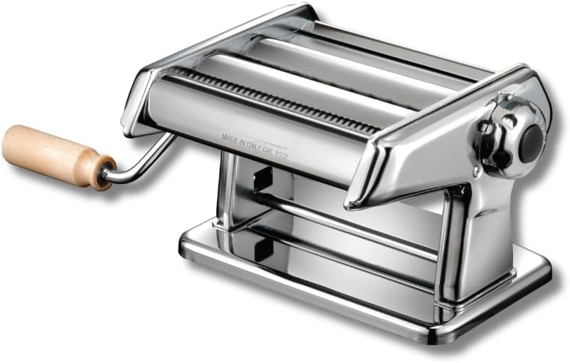 Briconess.com Ręczne maszynki do makaronu – 0,2 x 2,2 mm, 3 kg, Srebrny, Maszyna do pasty – regulowana, stalowa
