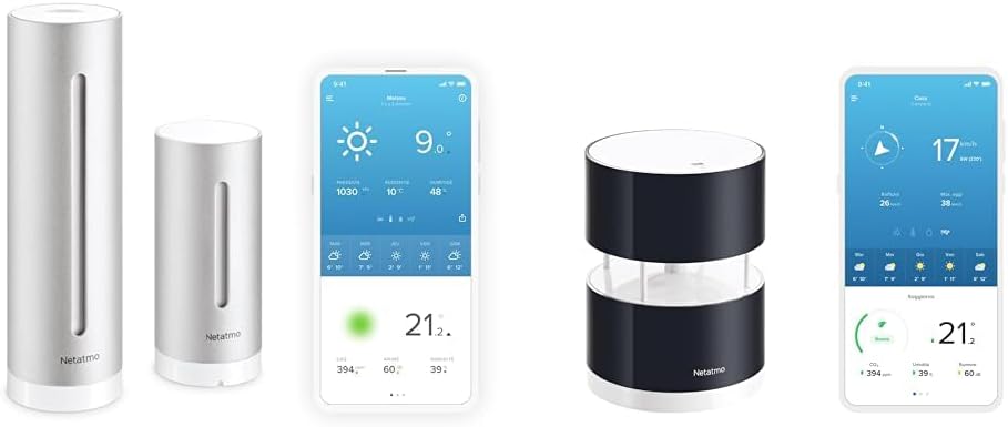 Netatmo Stacje meteorologiczne i barometry – NWA01-WW, Czarny, Wi-Fi, praca bezprzewodowa – NWA01-WW Station, Termometr, Sensor