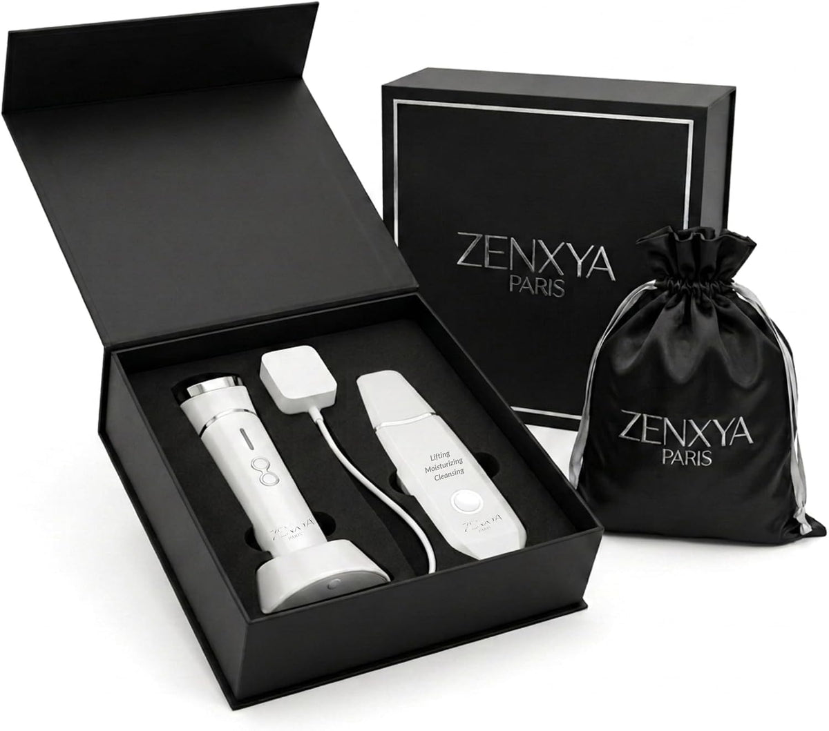 ZENXYA PARIS Pudełka na prezenty, Czarny – metal, oświetlenie LED, 4- in-1 940nm Urządzenie, ultradźwiękowe – 4-en-1