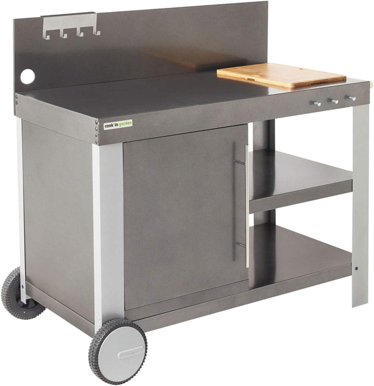 Grill Cook'in garden, 110 x 55 cm – 15 kg, Czarny / Szary, Chariot, Wsparcie – Plancha, Koła do poruszania się, czarny, Plancha lub