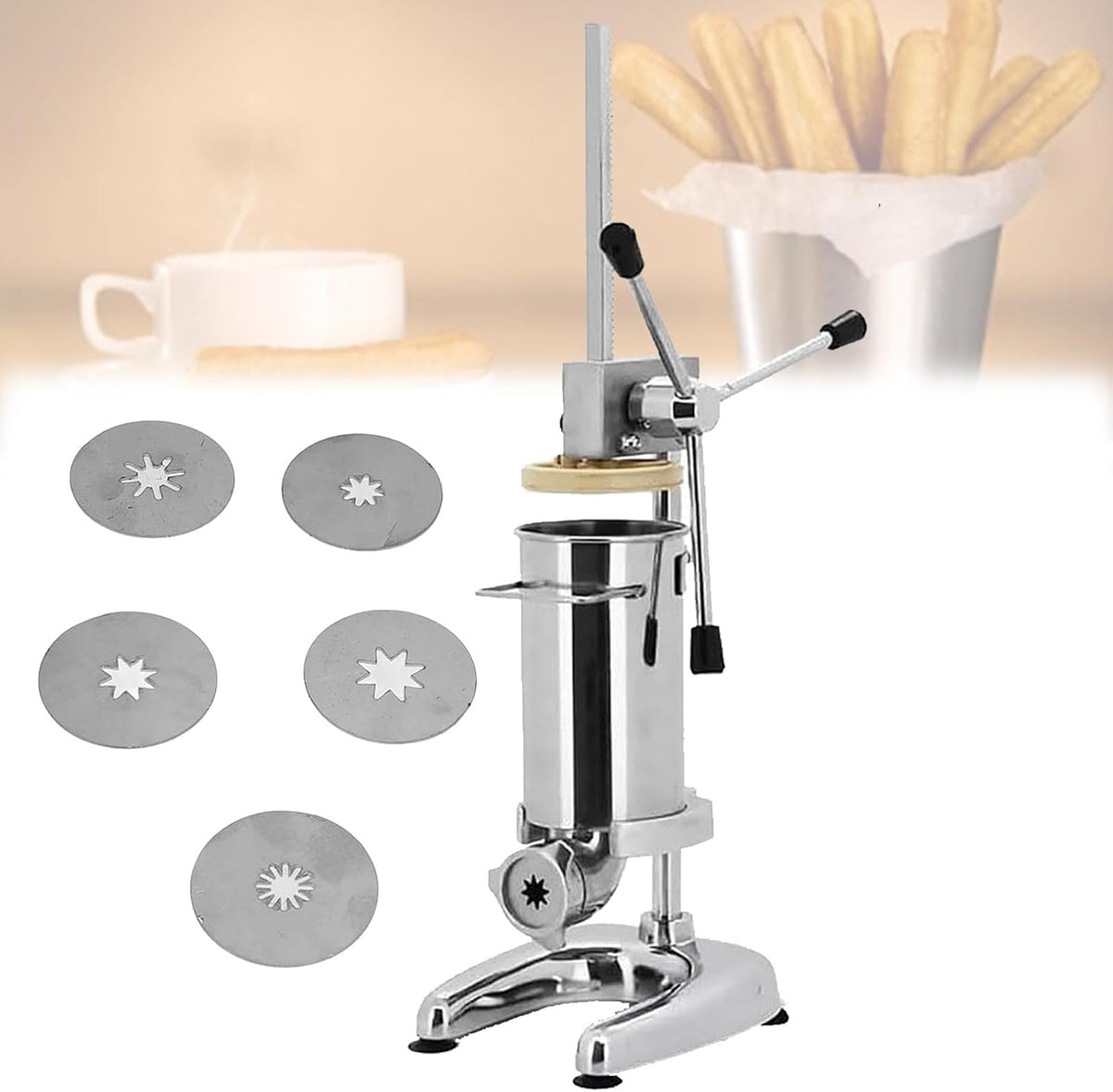 Urządzenia do wyrobu ciasta Feiphla, 2 L, 190 x 230 x 800 mm – 6,5 kg, Srebrny, latynoska maszyna do nadziewania pączków owocowych Churro Maker