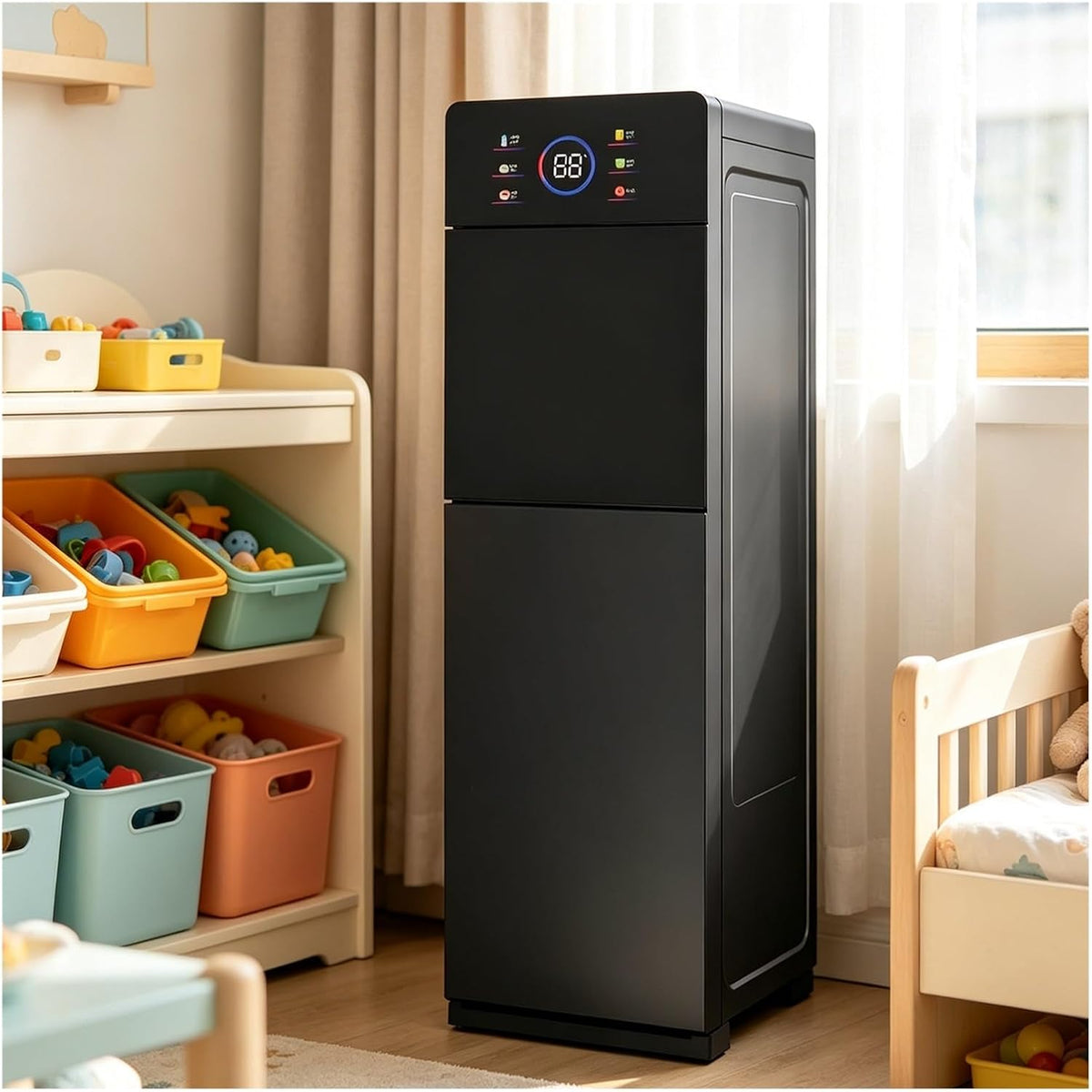 Dystrybutor wody Générique, 550 W – 220 V, 600 ml, Czarny, Dystrybutor – 5 poziomów, Oddzielacz wody Ładowanie przez dół