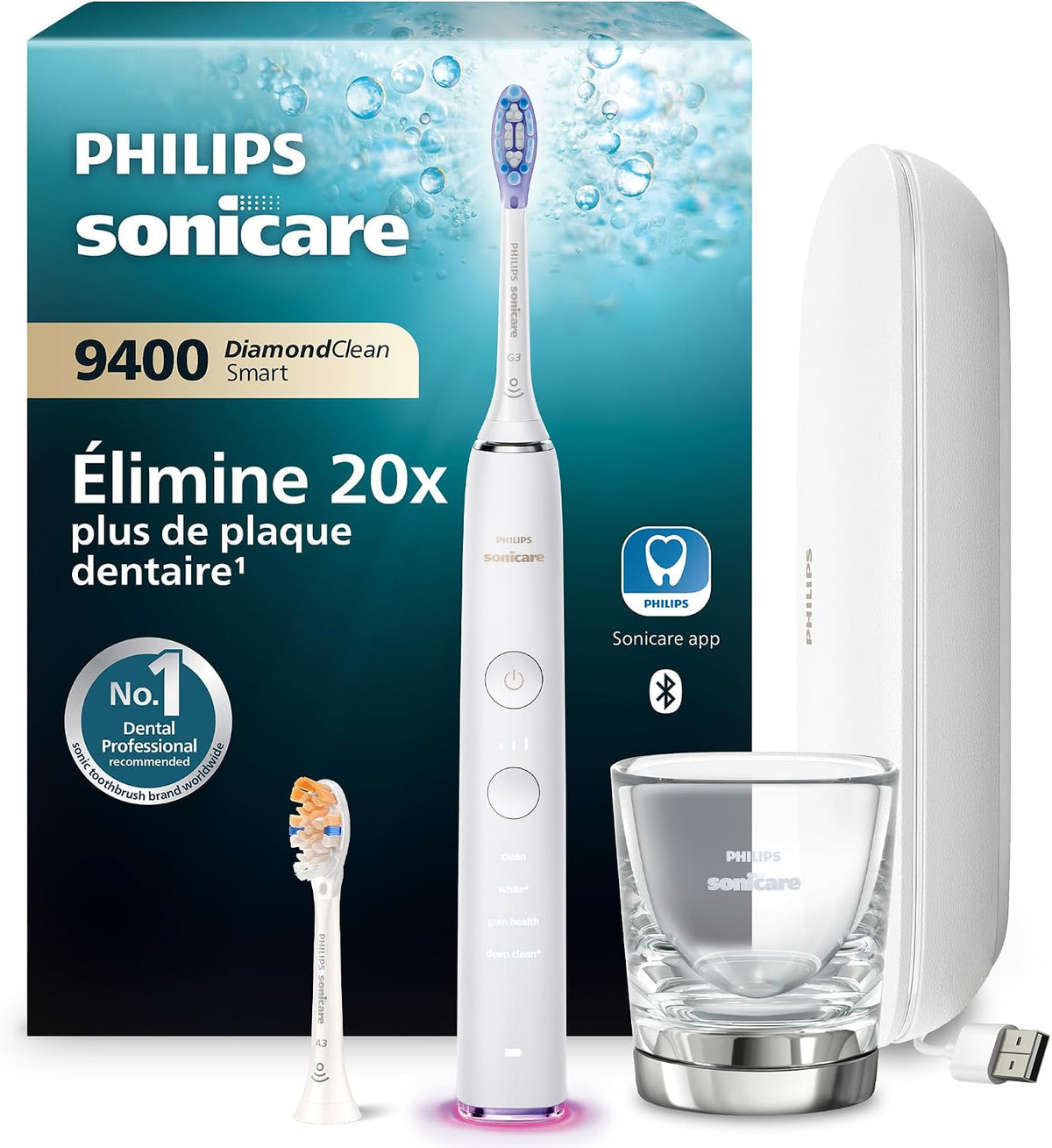 PHILIPS Sonic – HX9917, Biały, timer, HX9917 / 88 czujnik – szczoteczka do zębów, aplikacja, płyta IPS, biały HX9917/88
