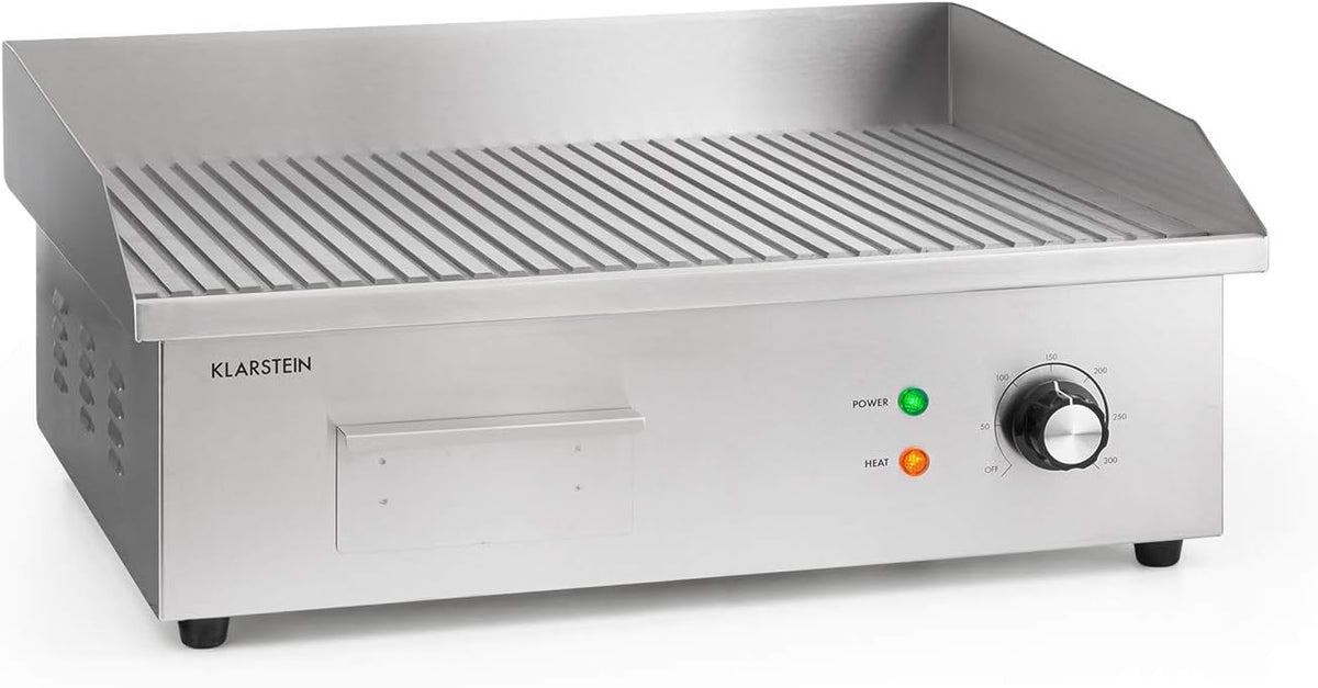 Grill stołowy Klarstein, 54,5 x 35 cm, 3000 W – 240 V, Srebrny, oświetlenie LED, funkcja grilla – Grill elektryczny, płyta grillowa