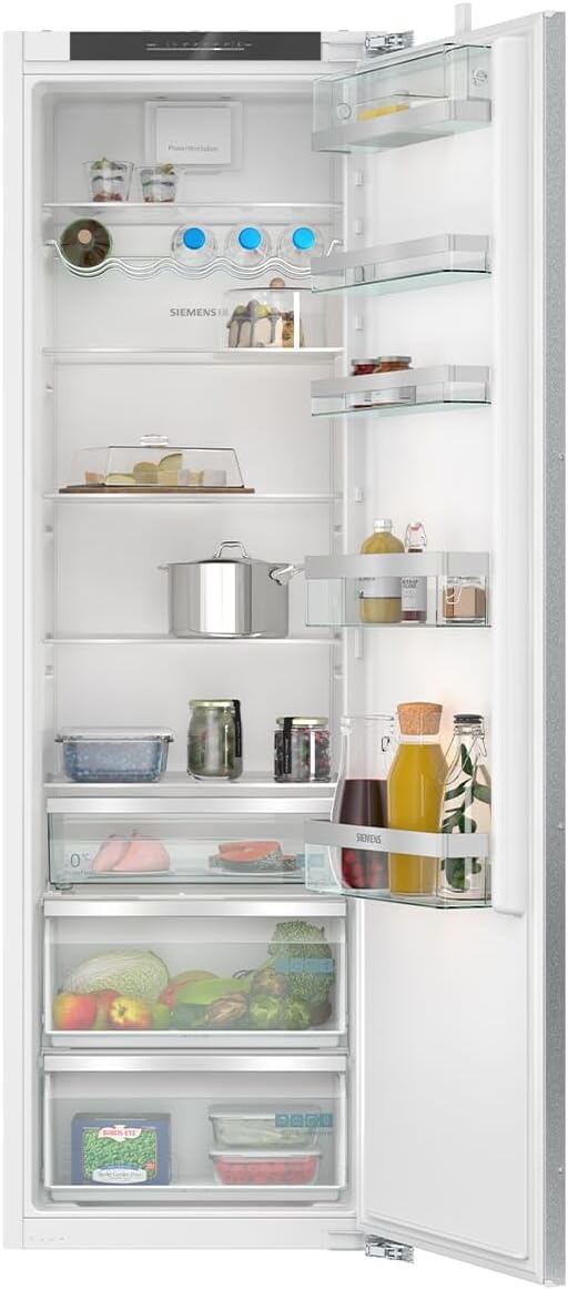 SIEMENS Lodówka – KI81RADD0, 177,5 x 56 cm, 310 l, 34 dB – Biały, miejsce do przechowywania, oświetlenie LED, iQ500 – do zabudowy