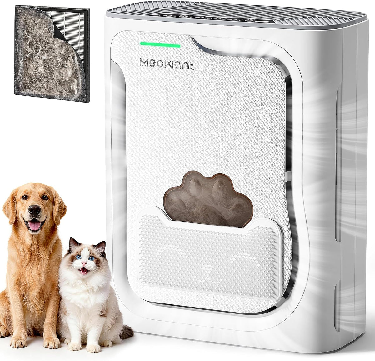 Meowant Oczyszczacz powietrza, H13, Biały – filtr HEPA, Monitor H13, ekran komputerowy, czyszczarki Meo Want dla zwierząt domowych PM2.5