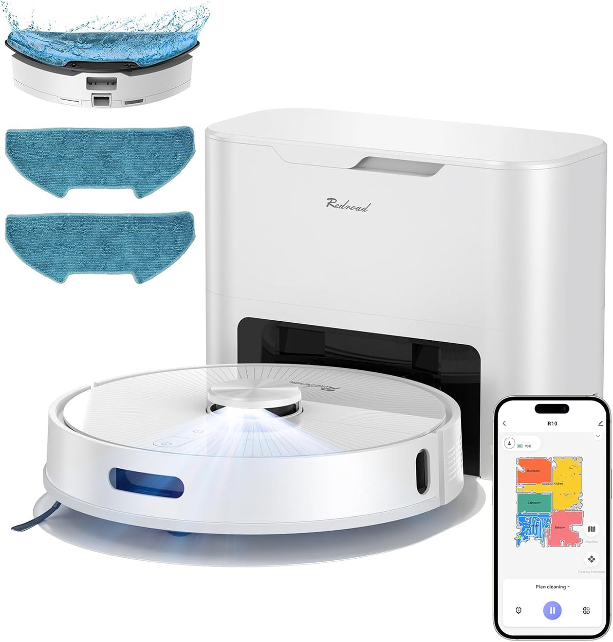 Vozascly Robot sprzątający, odkurzacz automatyczny, R10, 4 l – Czarny, Google R10 Robot odkurzacz, Google Assistant, Alexa i Siri – Via APP sterowanie