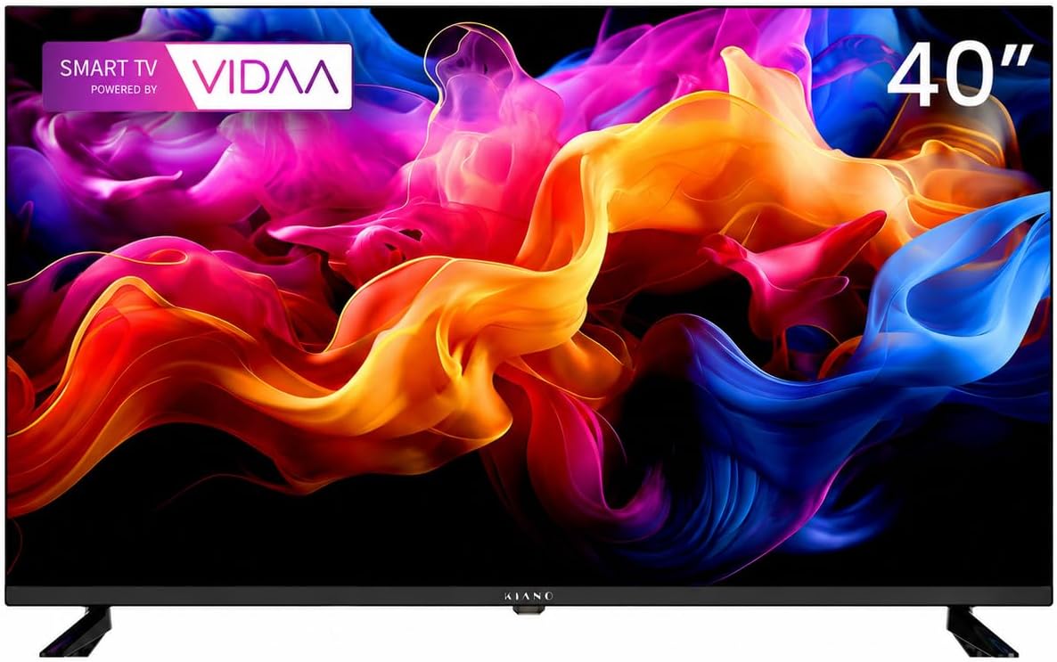 Telewizor Smart TV KIANO – DVB-T2/S2/C, Czarny, oświetlenie LED, USB – Wi-Fi, telewizor, Inteligentna telewizja Elegancja, potrójny tuner DVB- T2