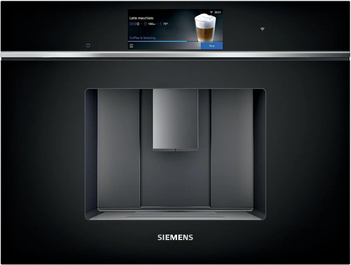 SIEMENS Ekspres do kawy, CT718L1W0 – 59,4 cm, Czarny/Srebrny, CT718L1W0 iQ700, inteligentny automatyczny – biały, autoMilk Clean