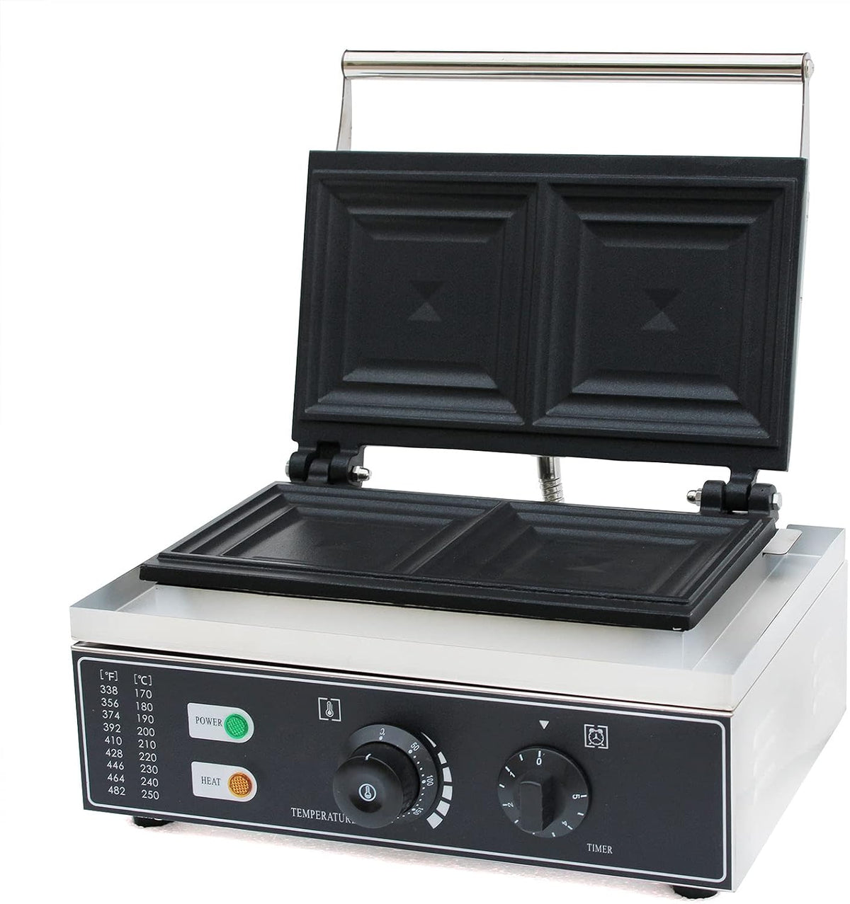 Prasy do kanapek i panini Queeucaer, 1500 W, 220 V, 15 x 15 x 1 cm – Czarny, stal nierdzewna, V 1500 Aparatura, profesjonalna