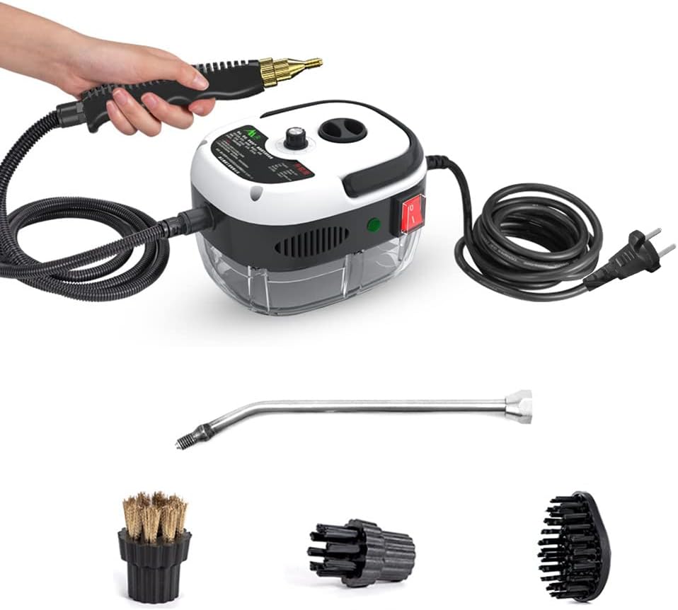 Myjka parowa Decdeal, 2500 W, 19 x 15 x 13 cm – 3 bar, Biały, Czyszczenie parowe, Ciśnienie pary: 3 bary – 3 różne głowice pędzla