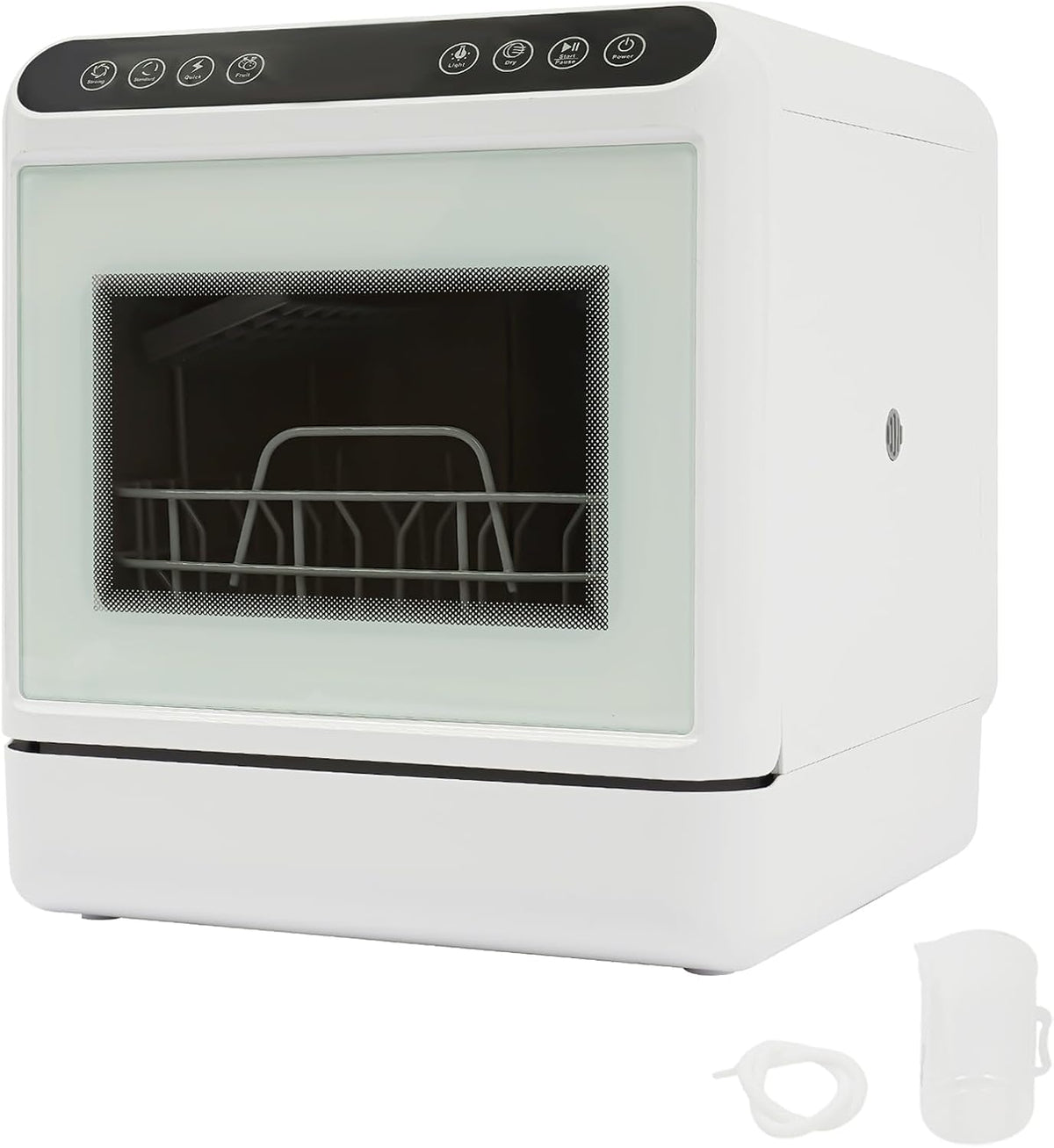 ROGONPDK Zmywarka, 6 l – 1100 W, 41 × 46 × 46 cm, Biały, oświetlenie LED – kompaktowa, przenośne, akademików, przyczepa kempingowa – mini do mieszkań