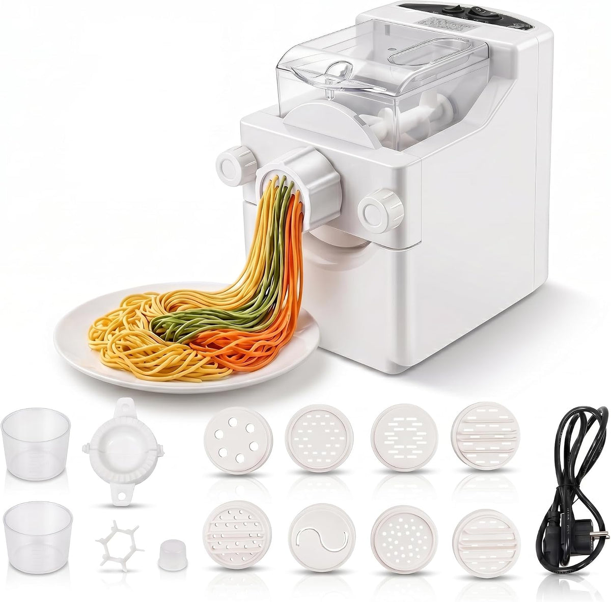 Maszynki do makaronu WOLEGM, 260 W, 500 g – 33 × 20,5 × 28,5 cm, Czarny, maszynka do makaronu, Maszyna do makaronu – do 500 g mąki