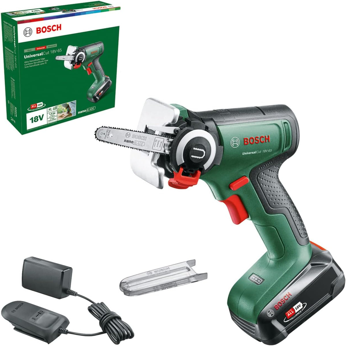 Bosch Piły okrągłe, 20,7 x 6,8 x 22,3 cm – 18 V, 1 kg, Czarny/Zielony, Universalcut 18V-65 Pilarka