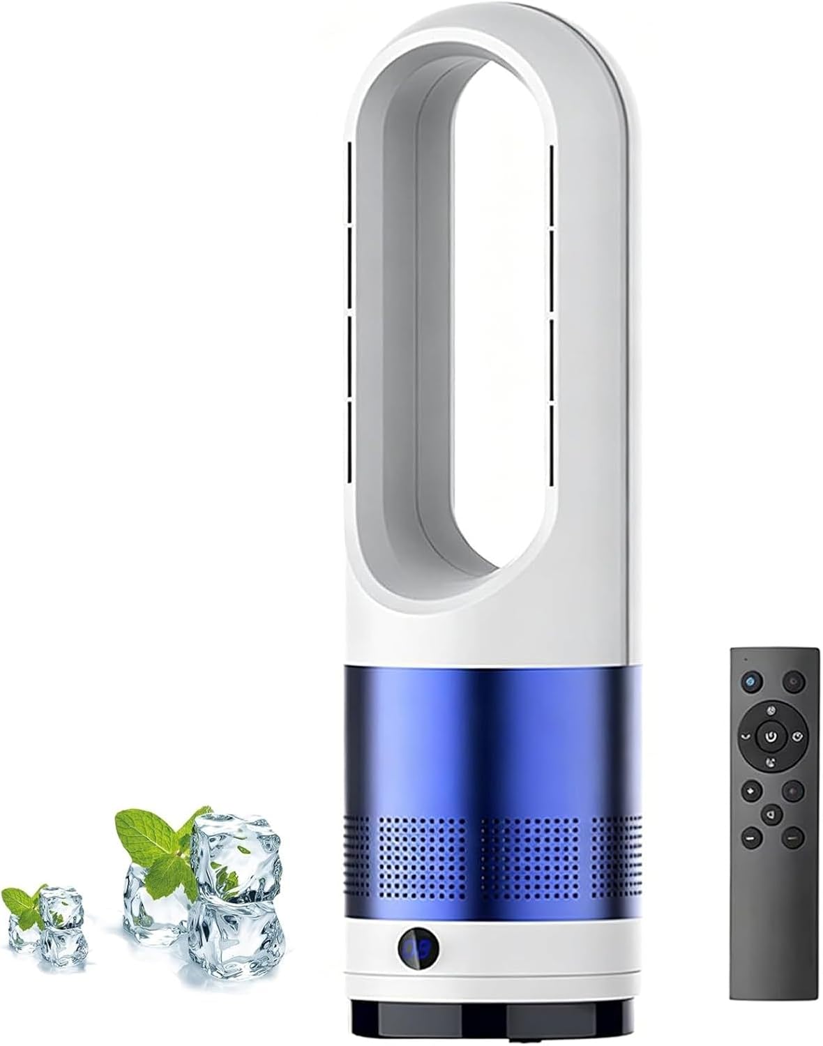 Wentylator kolumnowy ZJHHRZ – 18 cali, 1400 W, 2,5 kg, Niebieski – oświetlenie LED, Wentylator, zegar, cichy – dioda LED