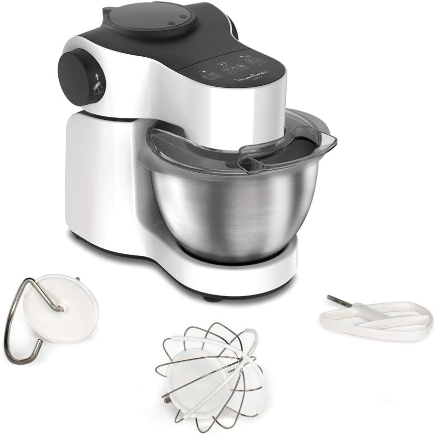 Robot kuchenny Moulinex, QA310110, 4 l, 1000 W – Srebrny, stal nierdzewna, QA310110 Robot, pizza – ciasto