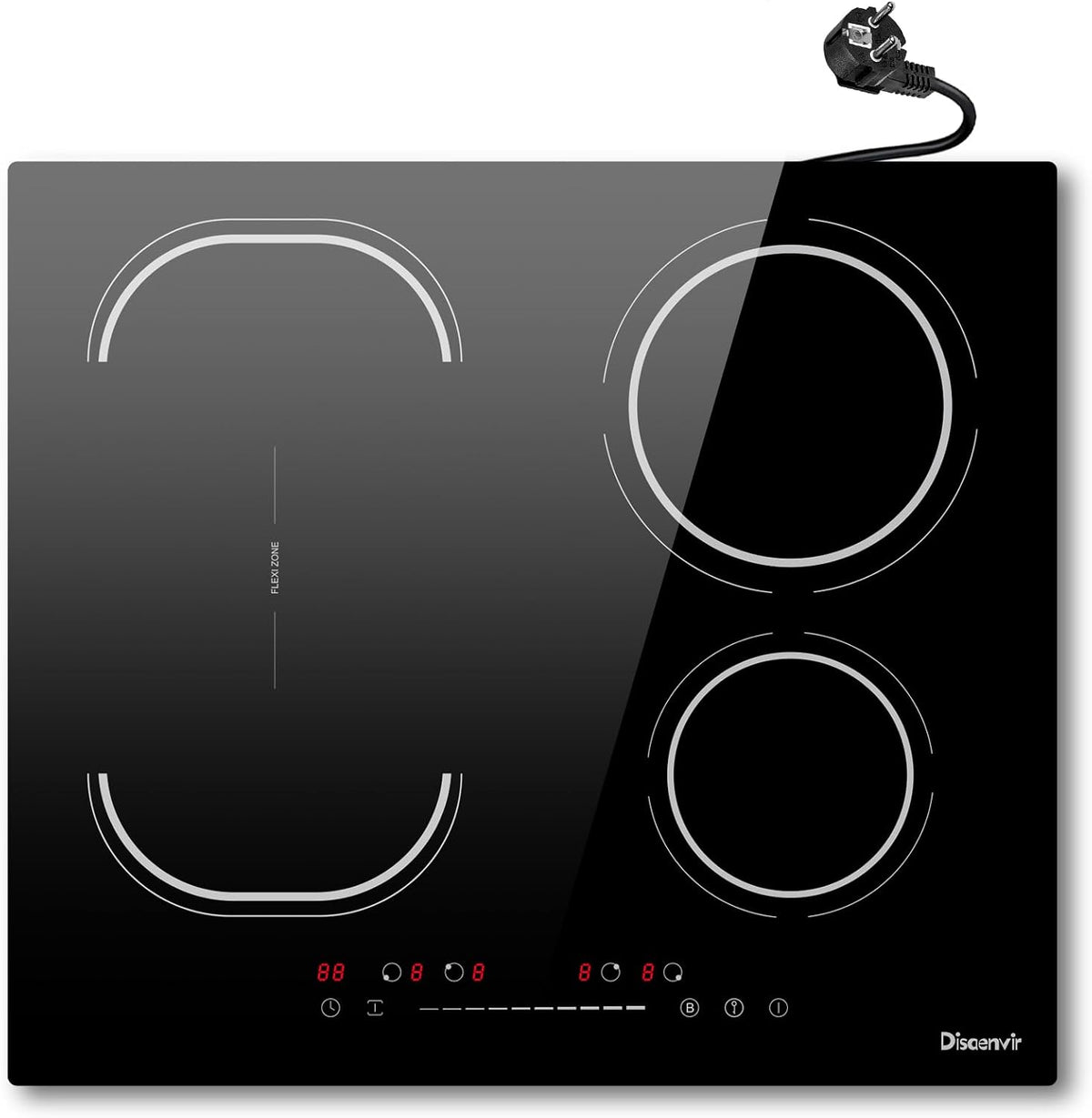 Płyta indukcyjna Disaenvir, kuchenka indukcyjna, 60 CM, 3500 W – 220 V, Czarny, płyta grzewcza, 4 pola grzewcze – stół indukcyjny gotowania