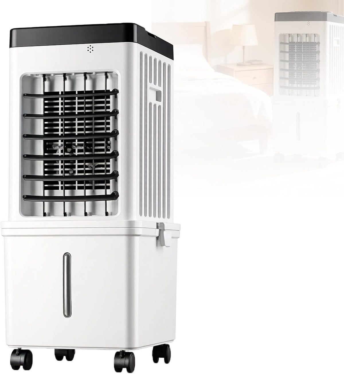 DzkZen Klimatyzator przenośny, klimatyzator mobilny – 15 l, 23 x 27 x 60 cm, 75 W, Biały – Wentylator RefresheedAir chłodnica przez 3 prędkości